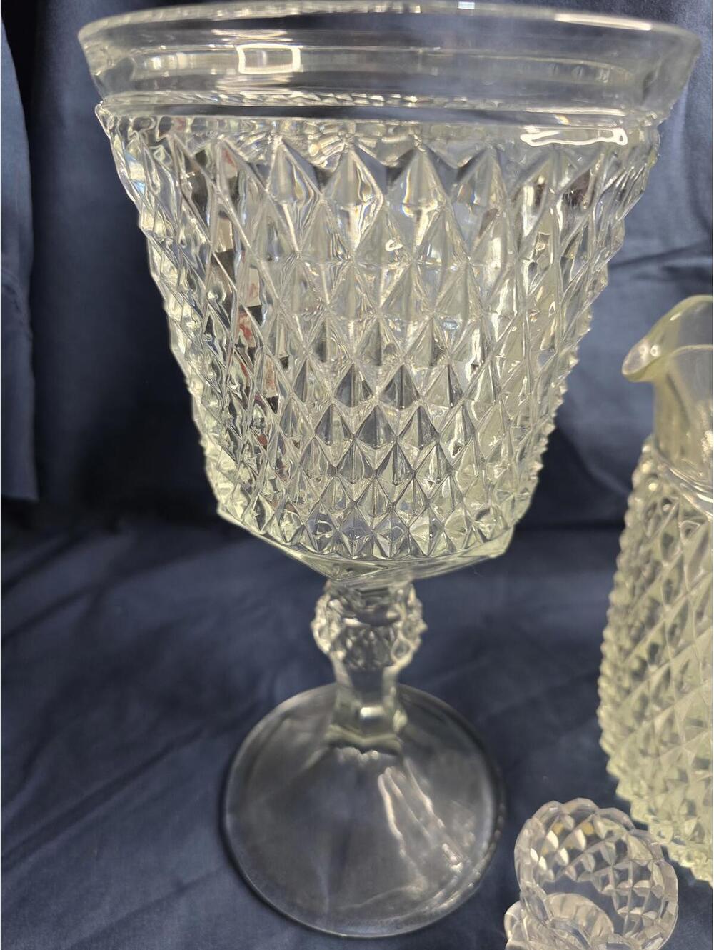 Vintage Diamond Pattern Indiana Glass Vase Goblet